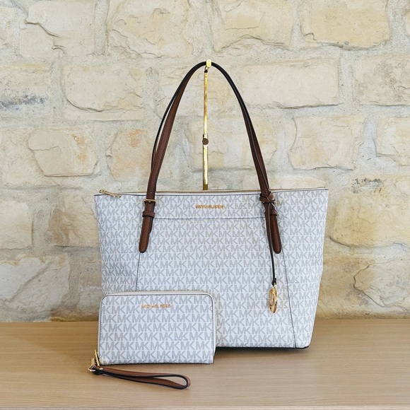 Michael Kors Ciara Signature Tote Purse handbag&wallet set NWT authentic Vanilla